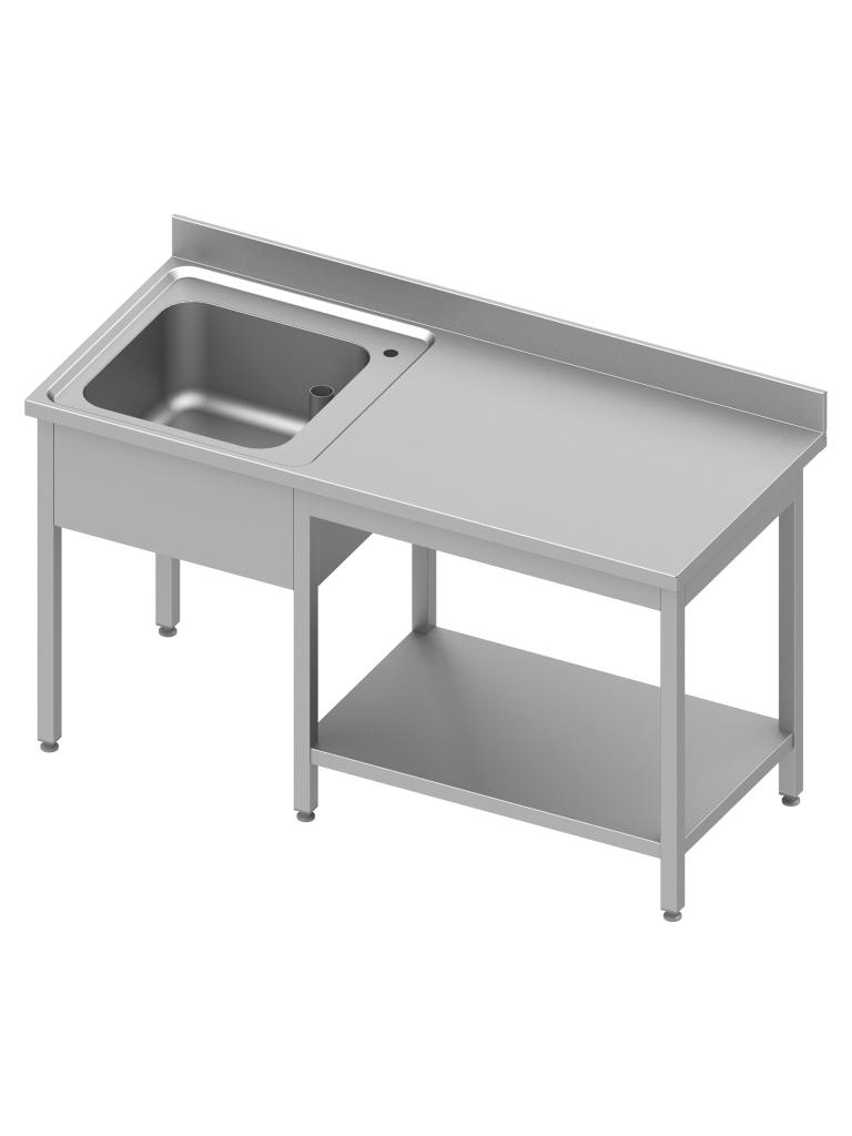 Table de chef en inox - 1 bac à gauche - Avec étagère inférieure - Rebord relevé 4 cm - G-Line