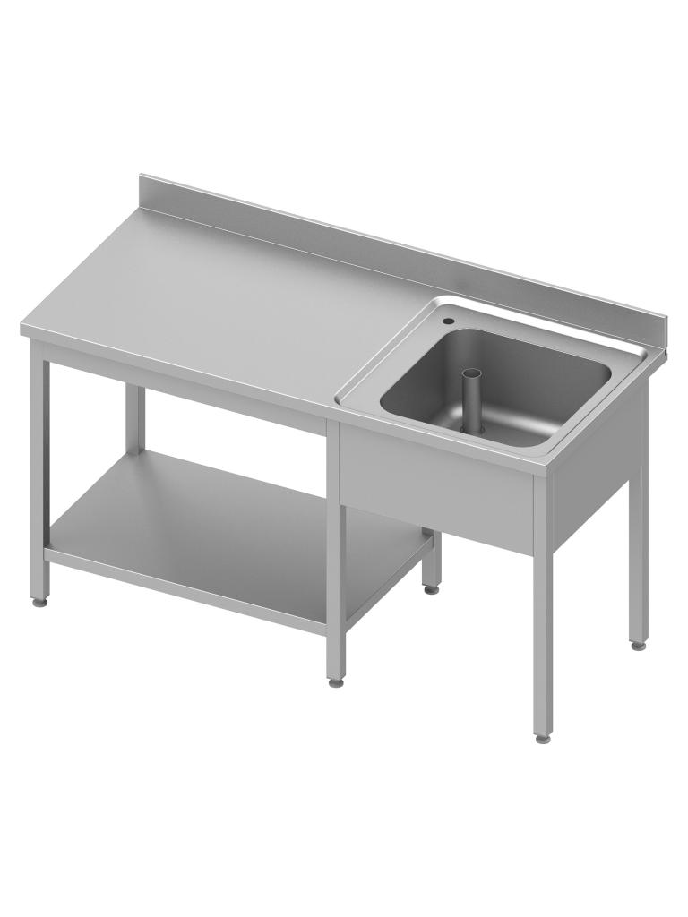 Table de chef en inox - 1 bac à droite - Avec étagère inférieure - Rebord relevé 4 cm - G-Line