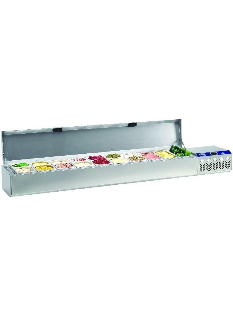 Vitrine Réfrigérée Design - 219 CM - 3 x GN 1/4 + 7 x GN 1/6 + 7 x GN 1/9 - Inox - Diamant - SX219G/CR2