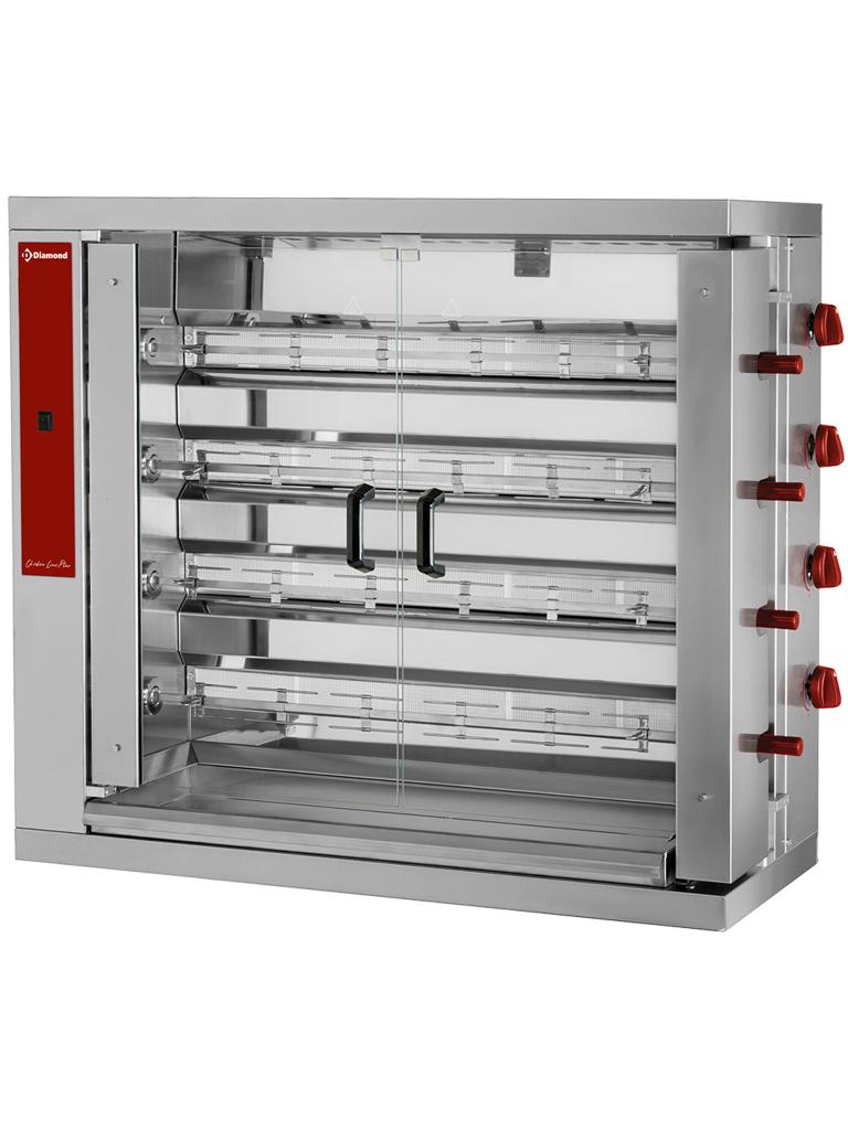Grill poulet - Gaz - 24 poulets - 230V - Diamant - RVG/4-CM