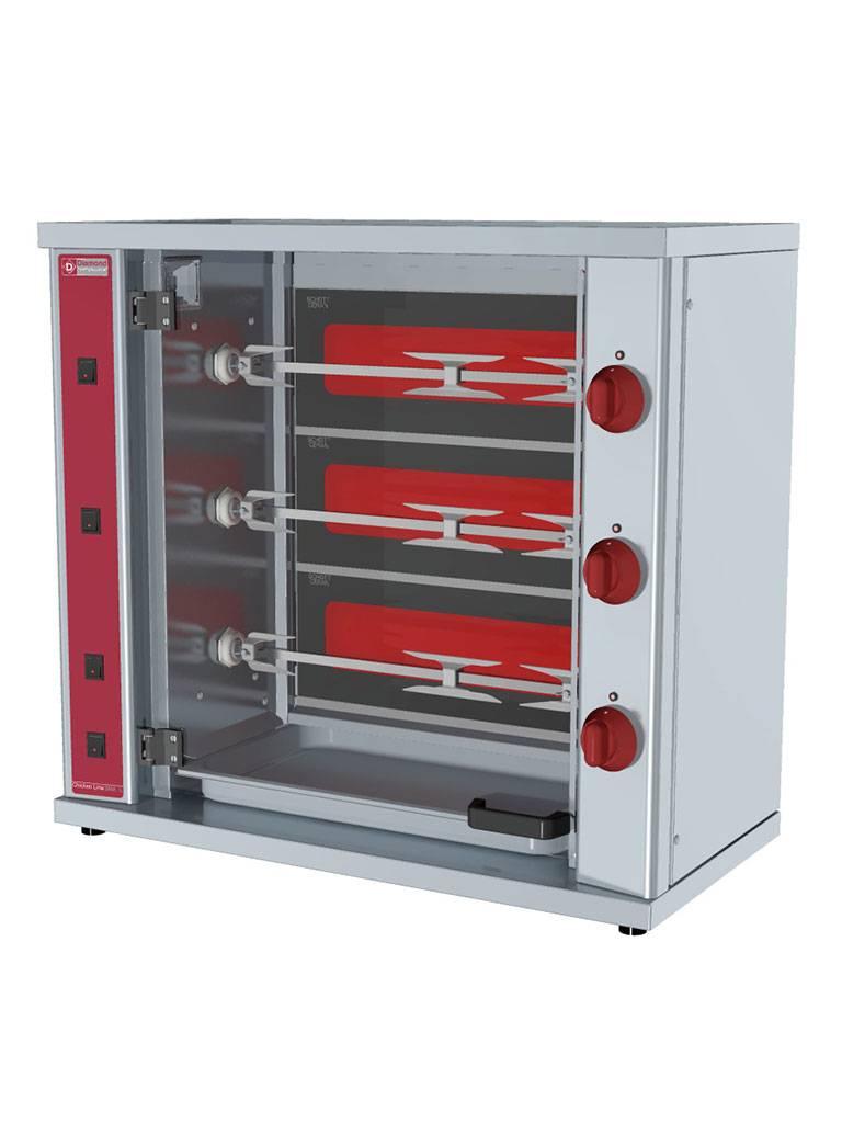Grill poulet - Vitocéramique - 9 poulets - 400V - Petit - Diamant - RVE/3C-SBC