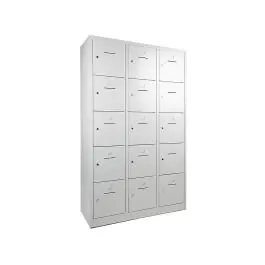 Armoire vestiaire - 15 portes - H 190 x 120 x 45 CM - Gris - Cadenas - WRC