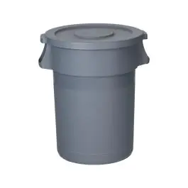 Poubelle - Avec couvercle - 80 litres - Gris - Plastique - G-Line