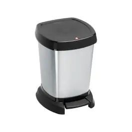 Poubelle à pédale - 4 pièces - 6 litres - Noir / inox - Rotho - Paso - 524617