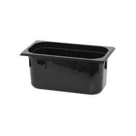 Bac gastronorme - 1/3 GN - 6,75 Litre - H 15 x 32,5 x 17,6 CM - Polycarbonate - Noir - -40°C / +100°C - Caterchef - 853032