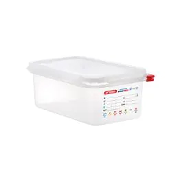 Boîte Alimentaire - 1/4 GN - 2.8 Litre - H 10 x 26.5 x 16.2 CM - Polypropylène - Transparent - -40°C / +95°C - Hermétique Verrouillable - Araven - 962343