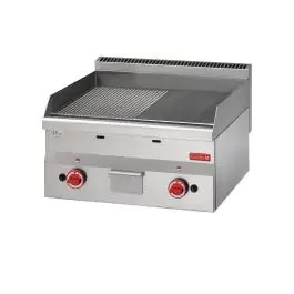 Plancha - Ligne 600 - Gaz - Lisse/Striée - H 28 x 60 x 60 CM - 10,4 kW - Inox - Gastro M - GN025