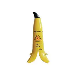 Avertissement banane - Attention sol mouillé - Jaune - H 60 x 29,2 x 29,2 CM - Polypropylène - GK976