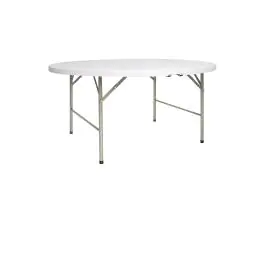 Table - Pliable - Blanc - Ø 153 x H 74 x 153 x 4,5 CM - Polyéthylène/Acier - Bolero - CC506