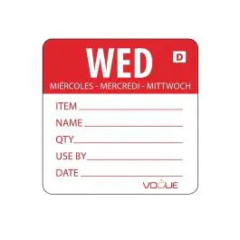 Etiquettes alimentaires - Mercredi - Soluble - 250 pièces - H 4,9 x 6 CM - Vogue - GH353