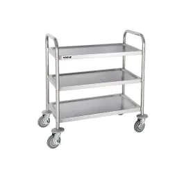 Chariot de service - 3 niveaux - Petit - H 82,5 x 71 x 40,5 CM - Inox - Vogue - F993