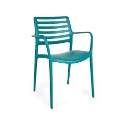 Chaise de patio Louise - Empilable - Accoudoirs - Petroleum - G-Line