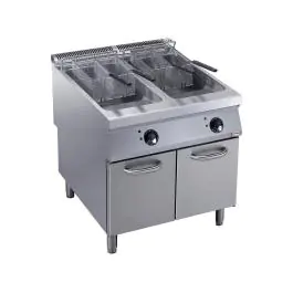 Friteuse - 2 x 23 Litres - Electrique - Robinet de vidange - Socle - Diamant - E22/F46A8-S