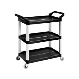 Serveerwagen - 3 Niveaus - Kunststof Zwart - Aluminium - G-Line