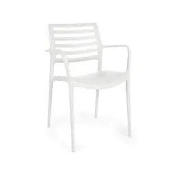 Chaise terrasse Louise - Empilable - Accoudoir - Blanc - G-Line