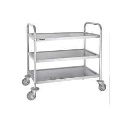 Chariot de service - 3 niveaux - Moyen - H 85,5 x 81 x 45,5 CM - Inox - Vogue - F994