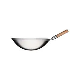Wok - Manche en bois - Acier inoxydable - Ø 40 x H 12 cm - G-Line