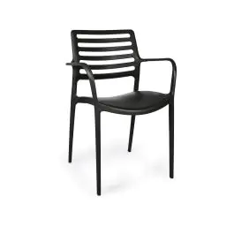 Chaise terrasse Louise - Empilable - Accoudoir - Noir - G-Line
