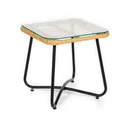 Table d'appoint Terrace Janeiro - Plateau en verre - Naturel - Rotin - G-Line