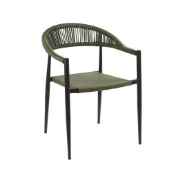Chaise de patio Joanna - Empilable - Accoudoirs - Rotin - Verte - G-Line