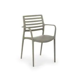 Chaise de patio Louise - Empilable - Accoudoirs - Grise - G-Line