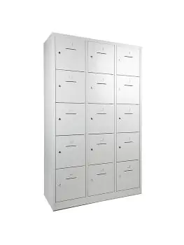 Armoire vestiaire - 15 portes - H 190 x 120 x 45 CM - Gris - Serrure à cylindre - WRC