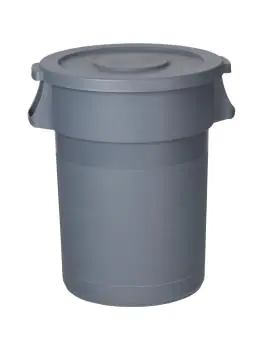 Poubelle - Avec couvercle - 80 litres - Gris - Plastique - G-Line