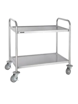 Chariot de service - 2 niveaux - Moyen - H 81 x 85,5 x 45,5 CM - Inox - Vogue - F997