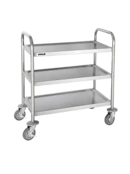 Chariot de service - 3 niveaux - Petit - H 82,5 x 71 x 40,5 CM - Inox - Vogue - F993
