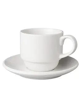 Tasse et soucoupe - 20 CL - Large - Blanc - 6 pièces - Mammouth - Budgetline - 506955