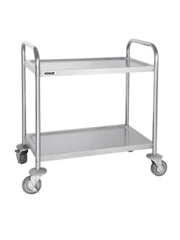 Chariot de service - 2 niveaux - Petit - H 82,5 x 71 x 40,5 CM - Inox - Vogue - F996