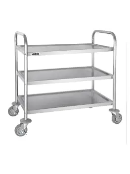 Chariot de service - 3 niveaux - Moyen - H 85,5 x 81 x 45,5 CM - Inox - Vogue - F994