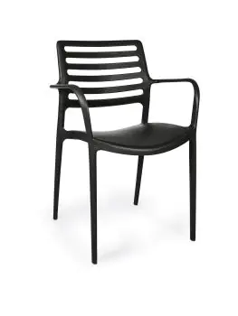 Chaise terrasse Louise - Empilable - Accoudoir - Noir - G-Line