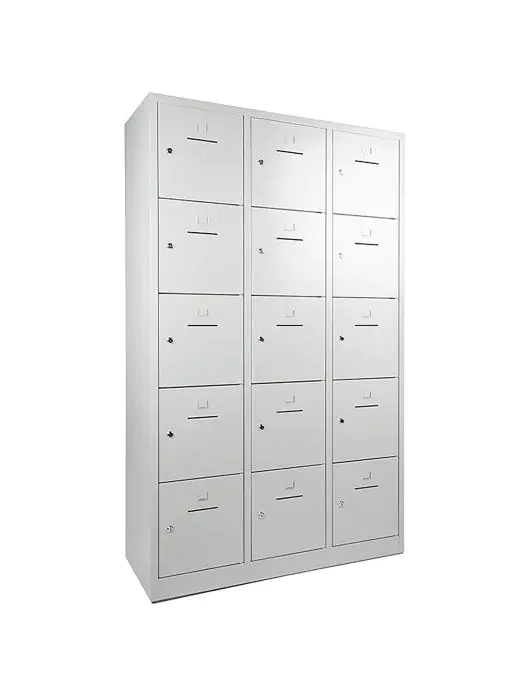Armoire vestiaire - 15 portes - H 190 x 120 x 45 CM - Gris - Serrure à cylindre - WRC 59353 €659.00 Vestiaire Armoires à pharmacie