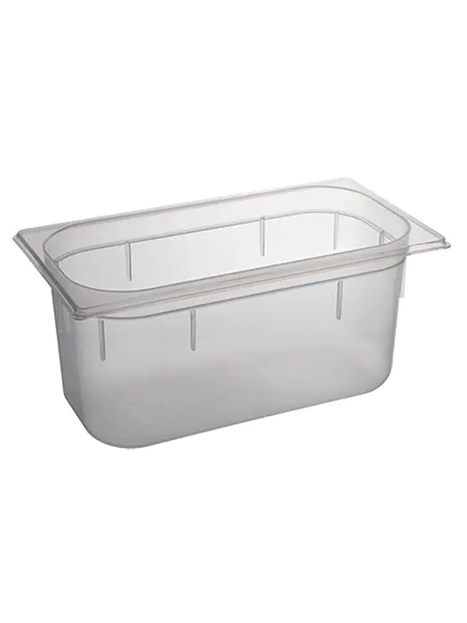 Bac gastronorme - 1/3 GN - 5,3 Litre - H 15 x 32,5 x 17,6 CM - Polypropylène - Transparent - -40°C / +95°C - Caterchef - 853852 E853852 €3.95 Bacs gn plastique
