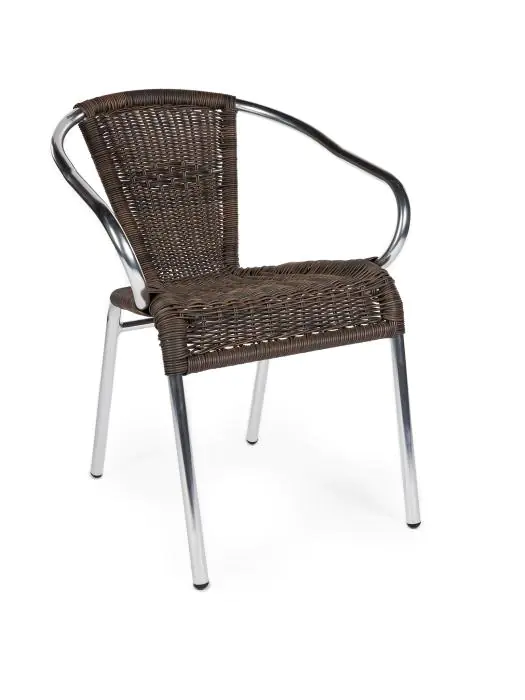 Chaise de terrasse Cannes - Empilable - Accoudoir - Osier tressé - Marron - Aluminium - G-Line HW-31196 €42.95 Chaises de terrasse