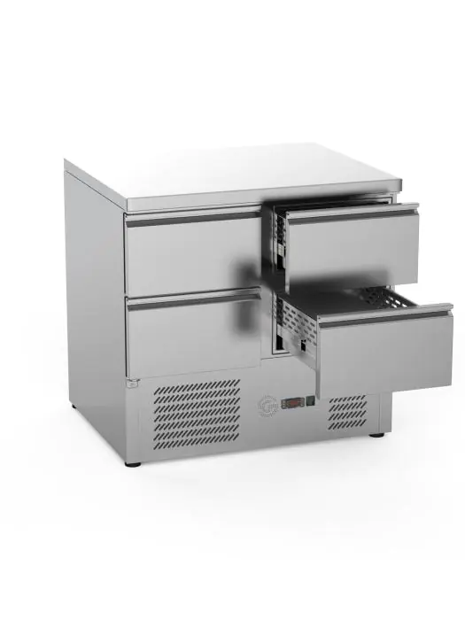 Établi réfrigéré - 4 tiroirs - 240 litres - inox - 230 V - H 88 x L 90 x P 70 cm - G-Line 26275 €849.00 Établis réfrigérés