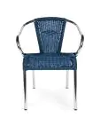 Chaise de terrasse Cannet - Empilable - Accoudoir - Osier tressé - Bleu - Aluminium - G-Line HW-00056 €42.95 Chaises de terrasse