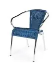 Chaise de terrasse Cannet - Empilable - Accoudoir - Osier tressé - Bleu - Aluminium - G-Line HW-00056 €42.95 Chaises de terrasse