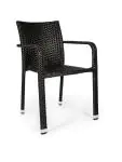 Fauteuil de jardin Lincoln - Empilable - Accoudoirs - Rotin tressé - Noir - G-Line 59566 €39.95 Chaises de terrasse