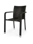 Fauteuil de jardin Lincoln - Empilable - Accoudoirs - Rotin tressé - Noir - G-Line 59566 €39.95 Chaises de terrasse