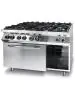 Gazinière Kitchen Line 6 feux avec four électrique à convection GN 1/1 - inox - H 90 X 70 X 120 CM - Hendi - 225899