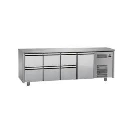 Établi réfrigéré - 1 porte - 6 tiroirs - Tecnodom - TF04MIDGN-0222