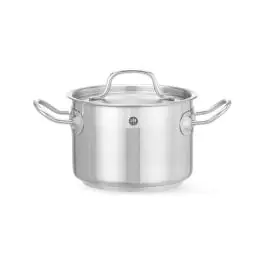 Casserole moyenne avec couvercle - Acier inoxydable 1810 - H 11 x 18 x 26 cm - Hendi - 831007