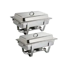 Set Chafing dish - 1/1 GN - 9 Litre - 2 pièces - Argent - H 27 x 33,2 x 59 CM - Inox - Olympia - S300