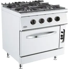 Cuisinière - Gaz - 4 feux - Four à gaz - Modèle vertical - H 90 x L 80 x P 70 CM - Combisteel