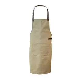 Tablier - Cuir - Toile lavée - Vert - Cuir artisanal