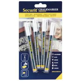 Marqueur à craie - 4 pièces - Blanc - 1-2 MM - Securit