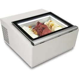 Vitrine à glaces Scoop - Côté opérationnel ouvert - Modèle de table - Blanc - 230V - H 37,5 x L 67 x P 75 CM - Combisteel