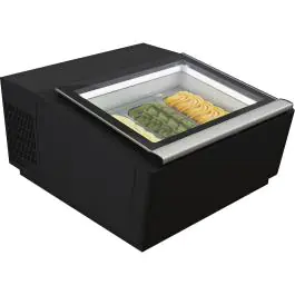 Vitrine à glaces Scoop - Côté opérationnel ouvert - Modèle de table - Noir - 230V - H 37,5 x L 67 x P 75 CM - Combisteel